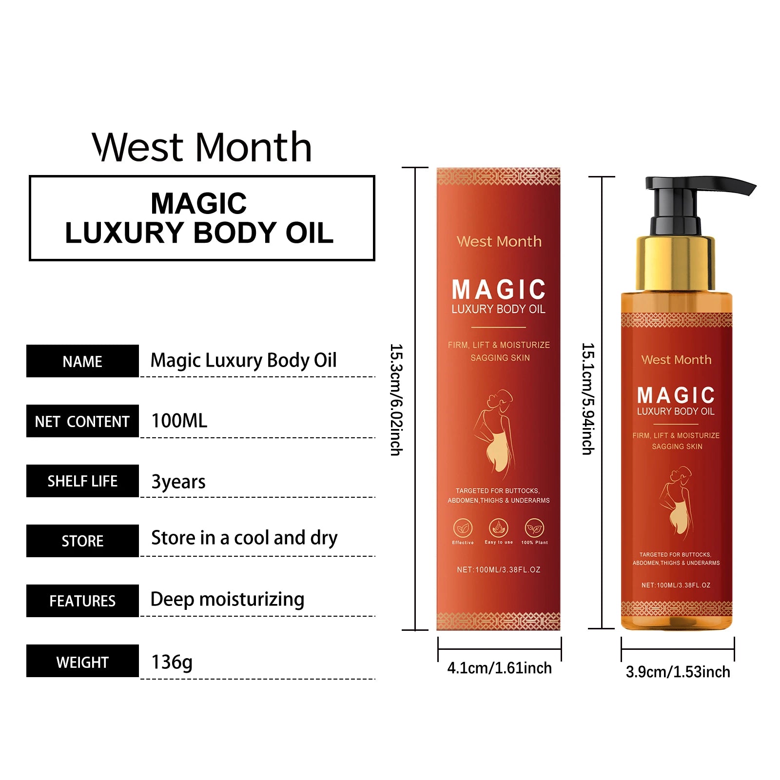 WEST MONTH Magic Luxury Body Oil – Winter Moisturizing & Firming Care
