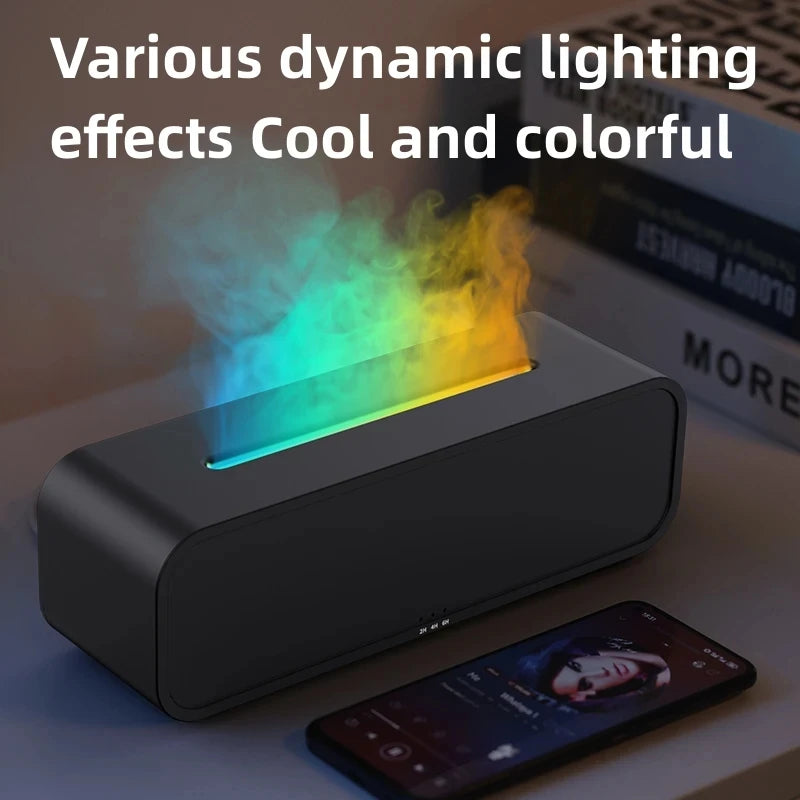 Simulated Flame Aromatherapy Diffuser – Remote Control, 7-Color LED, Timer