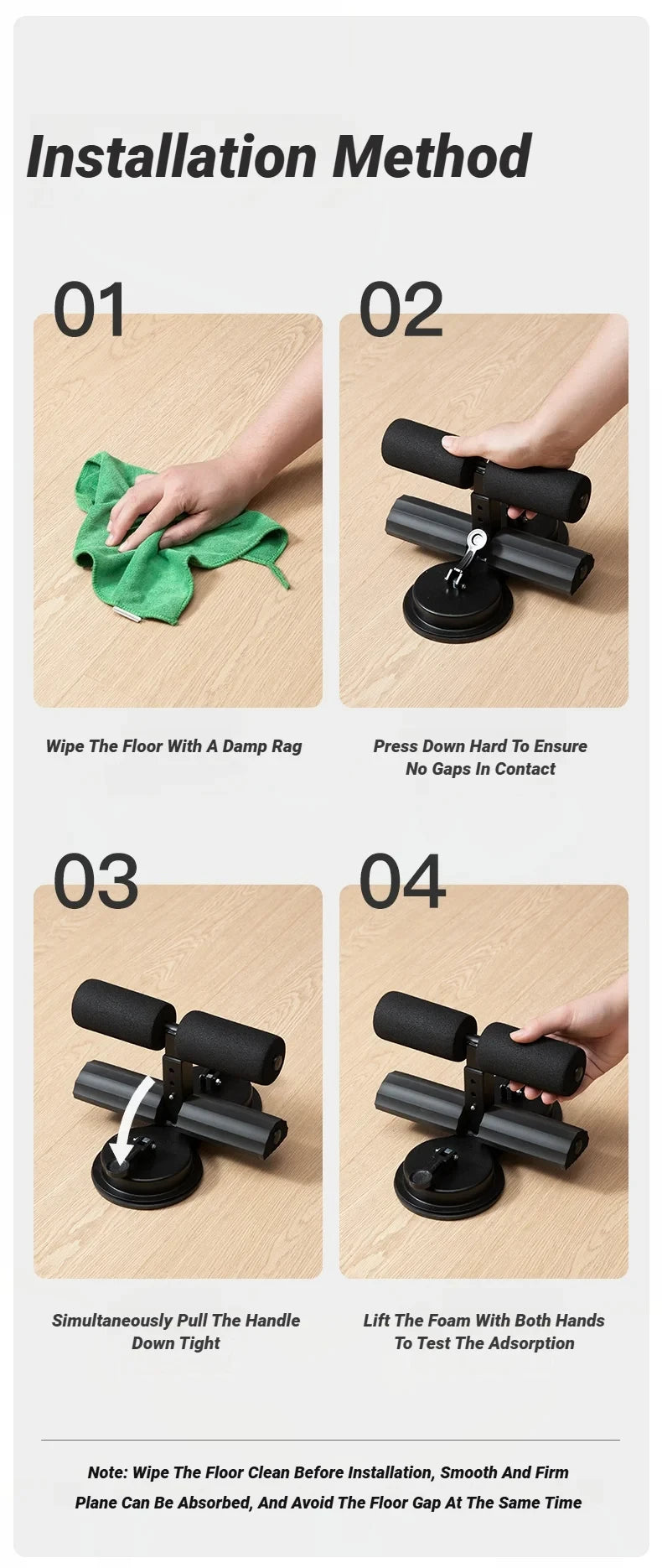 Adjustable Sit-Up Bar with Suction Cups – Ankle Support for Home Workouts