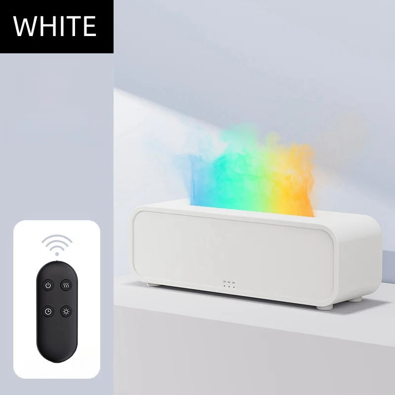 Simulated Flame Aromatherapy Diffuser – Remote Control, 7-Color LED, Timer