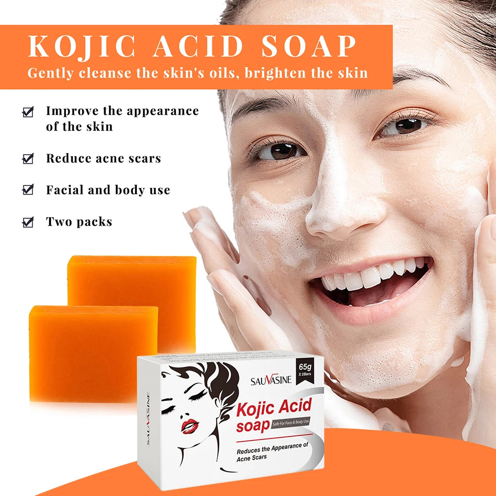 2Pcs Handmade Kojic Acid Soap – Mild Brightening Exfoliator