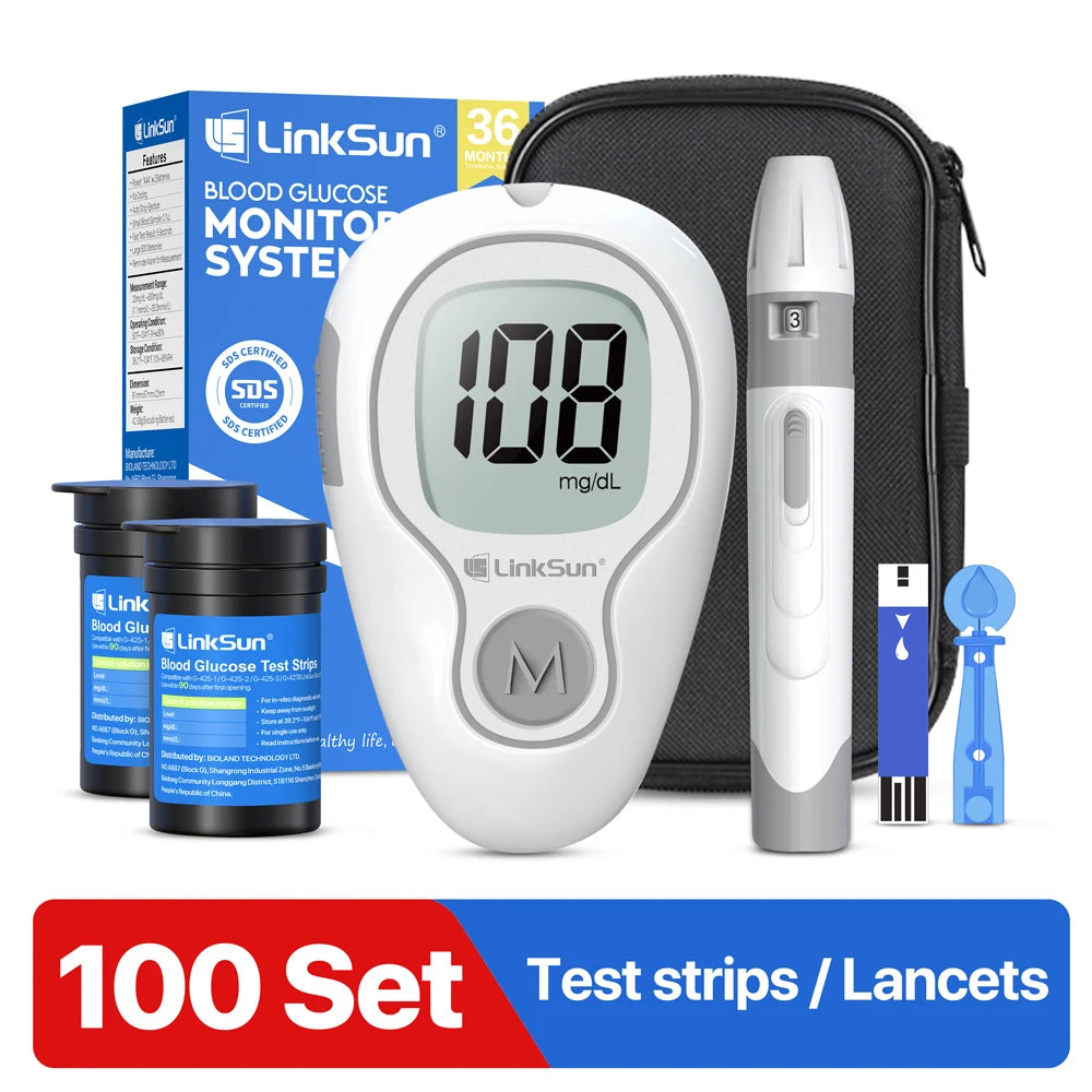 LinkSun G-425-3 Blood Glucose Meter Kit – No Code Test Strips
