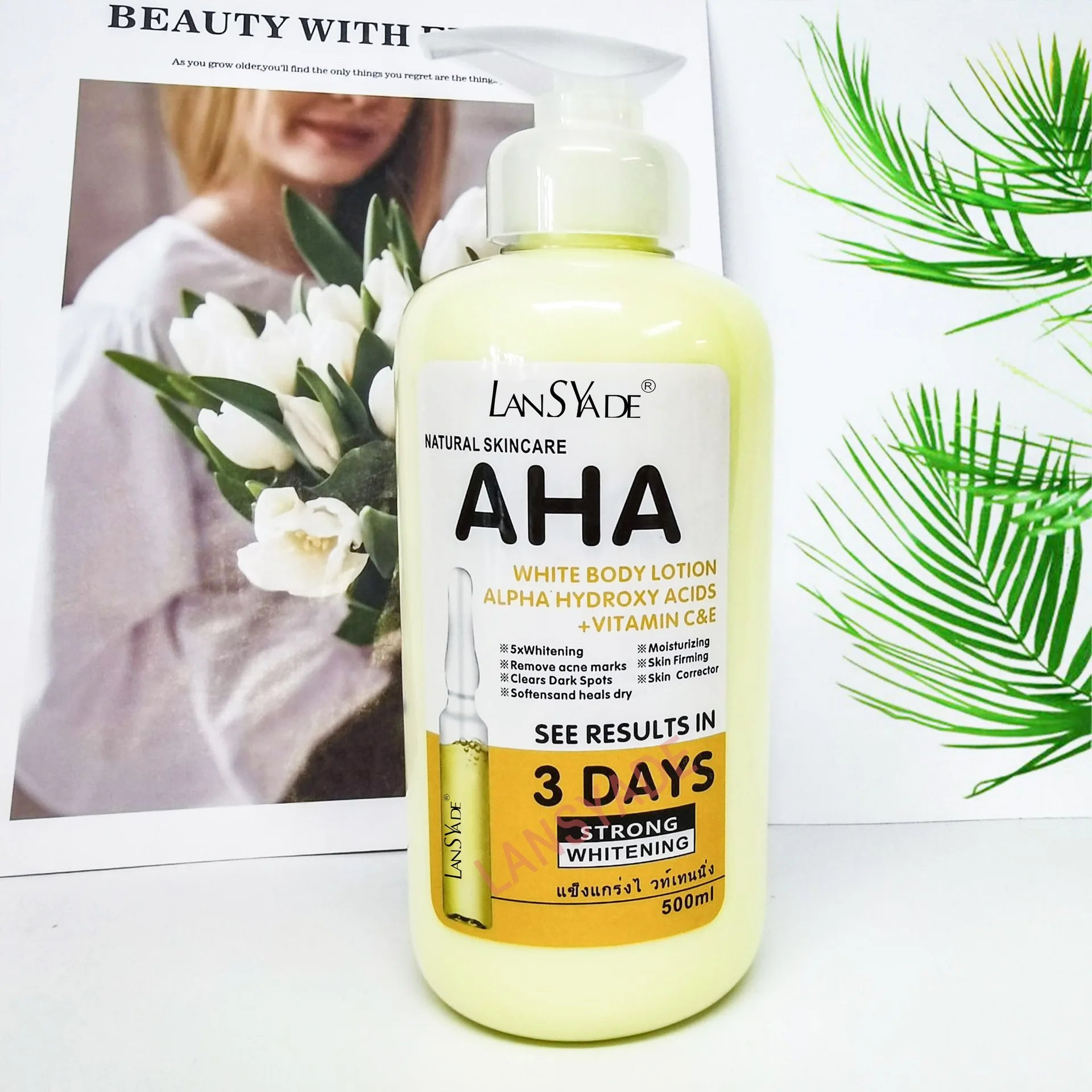 500ml Whitening Body Lotion – AHA + Vitamin C & E Brightening Cream