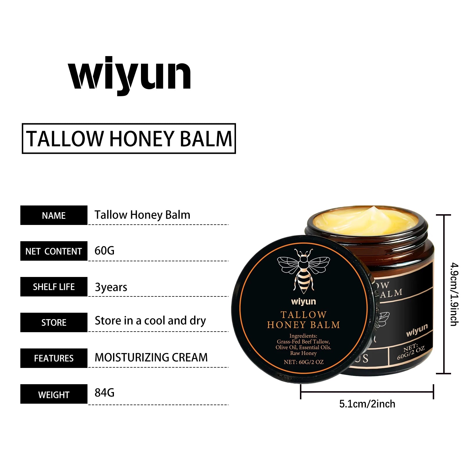 Beef Tallow Honey Moisturizer – Whipped Nourishing Face & Body Cream