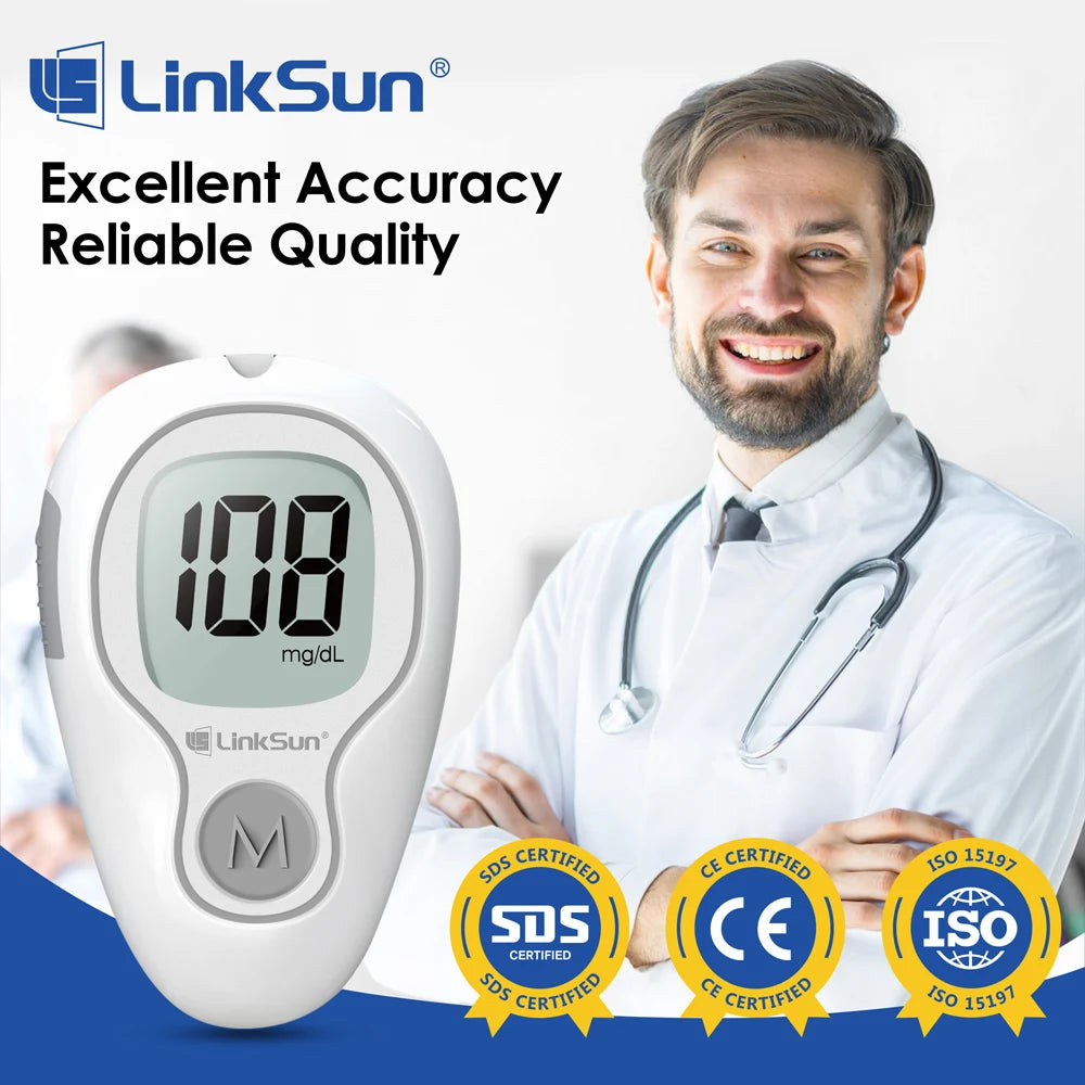 LinkSun G-425-3 Blood Glucose Meter Kit – No Code Test Strips