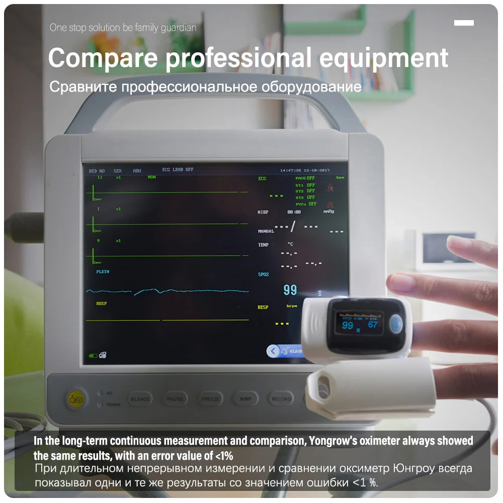 Yongrow Medical Finger Pulse Oximeter – OLED Blood Oxygen & Heart Rate Monitor