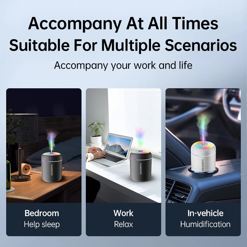 180ml Mini USB Air Humidifier & Aroma Diffuser – Portable for Car & Home