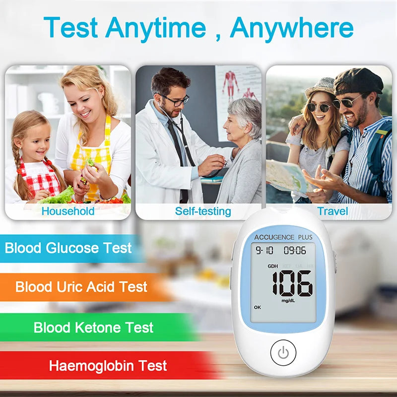 4-in-1 Test Strips for PM800 – Blood Glucose, Ketone, Hemoglobin & Uric Acid