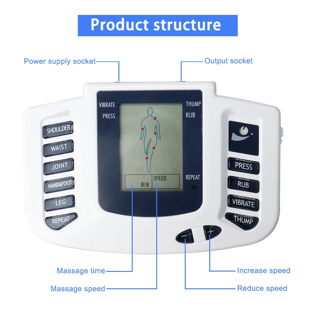 EMS TENS Muscle Stimulator – 16 Pads, 10-Level Pulse Therapy Machine