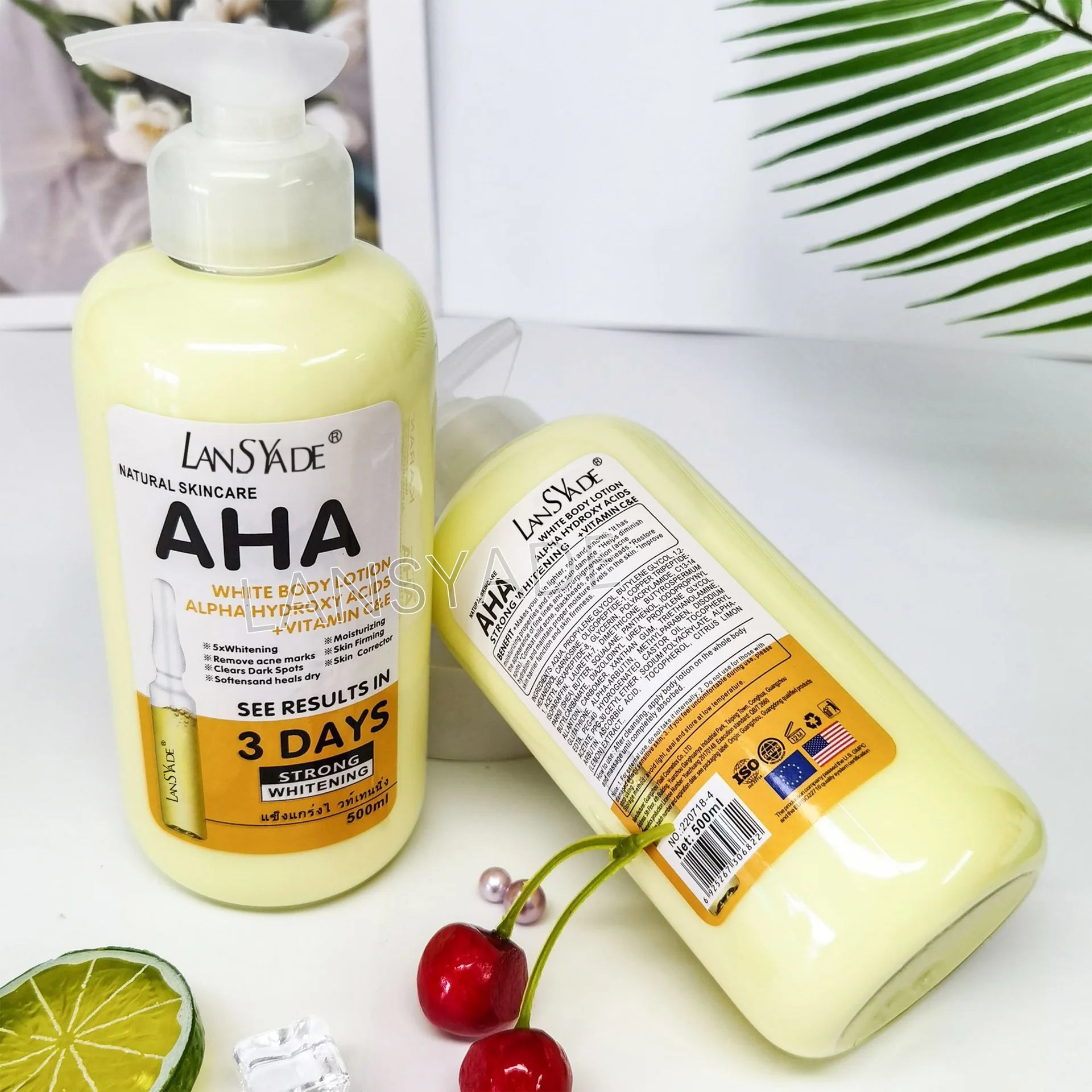 500ml Whitening Body Lotion – AHA + Vitamin C & E Brightening Cream