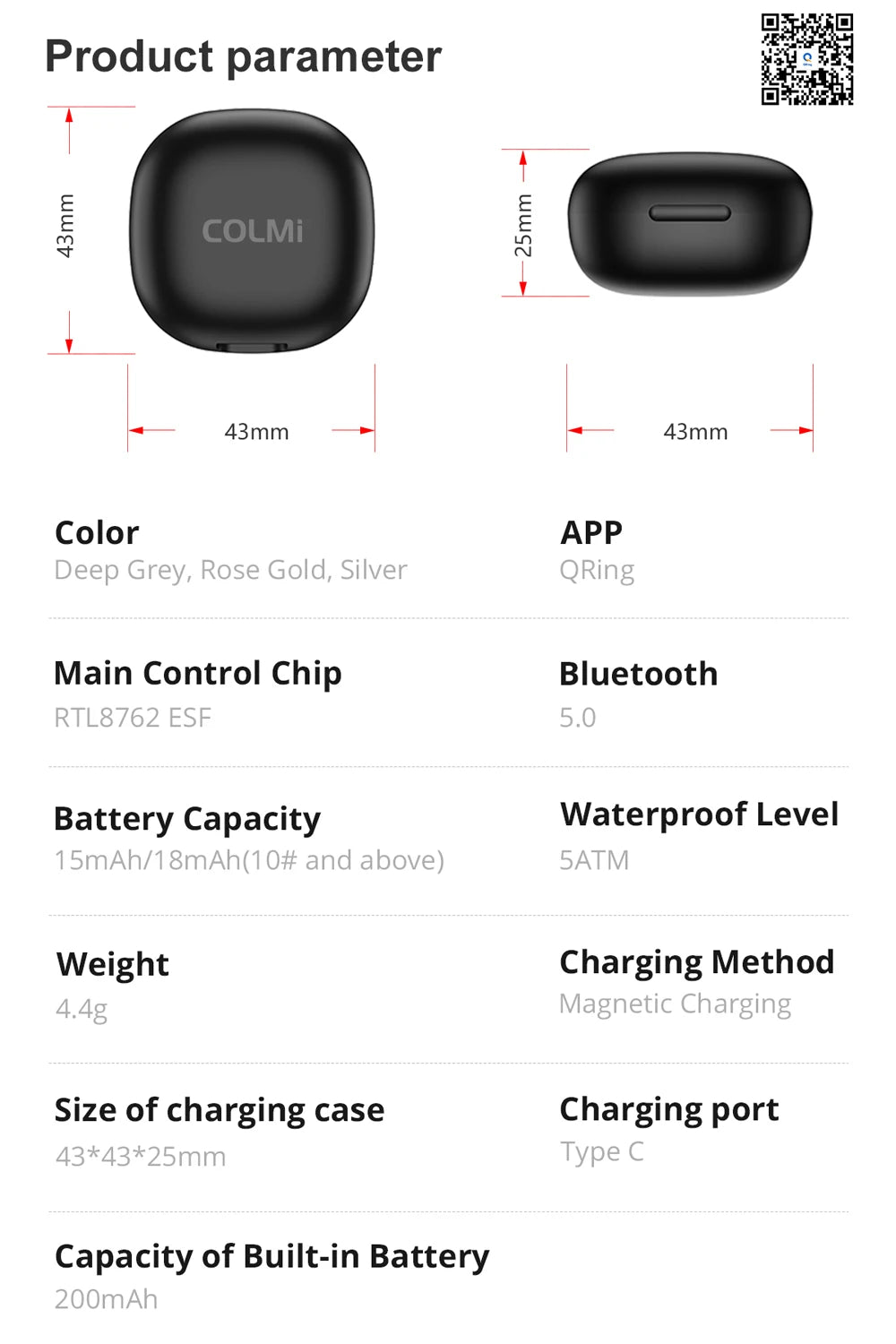COLMI R10 Smart Ring – Health Tracker with Charging Case