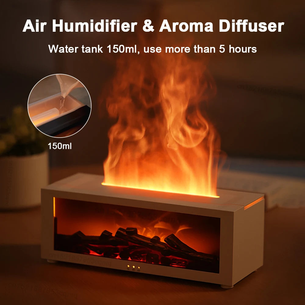 Flame Effect Aroma Humidifier – LED Light & Remote Control Diffuser
