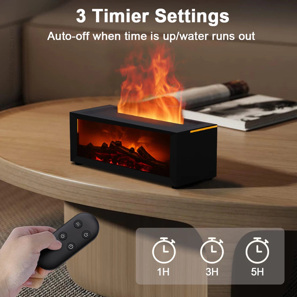 Flame Effect Aroma Humidifier – LED Light & Remote Control Diffuser