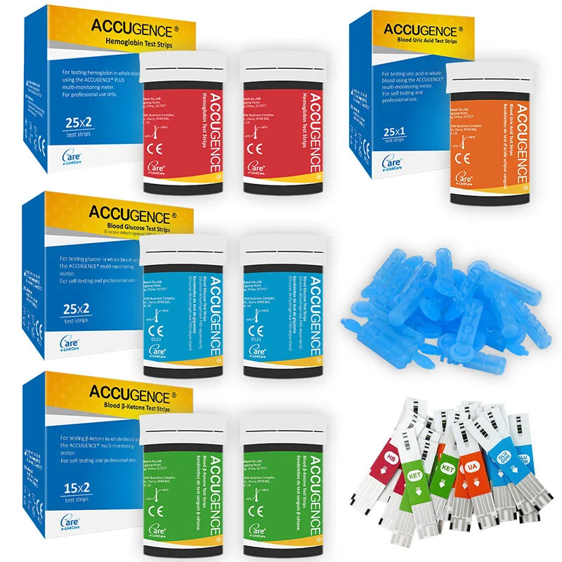 4-in-1 Test Strips for PM800 – Blood Glucose, Ketone, Hemoglobin & Uric Acid