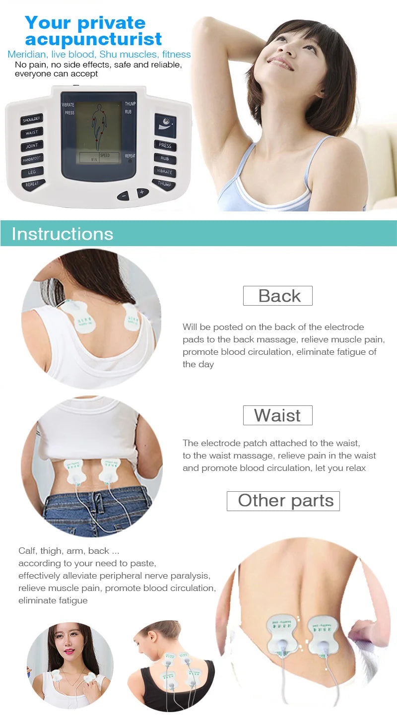 EMS TENS Muscle Stimulator – 16 Pads, 10-Level Pulse Therapy Machine