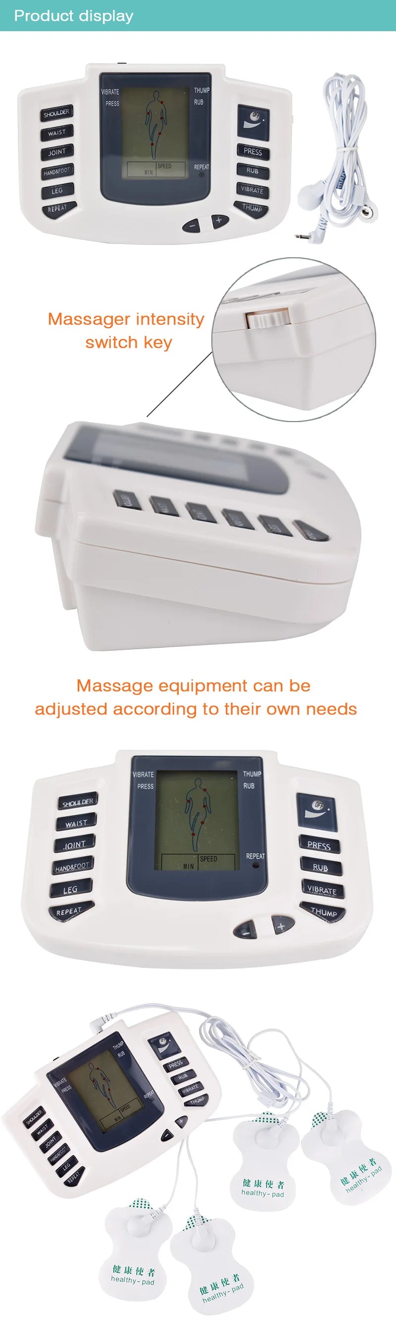 EMS TENS Muscle Stimulator – 16 Pads, 10-Level Pulse Therapy Machine