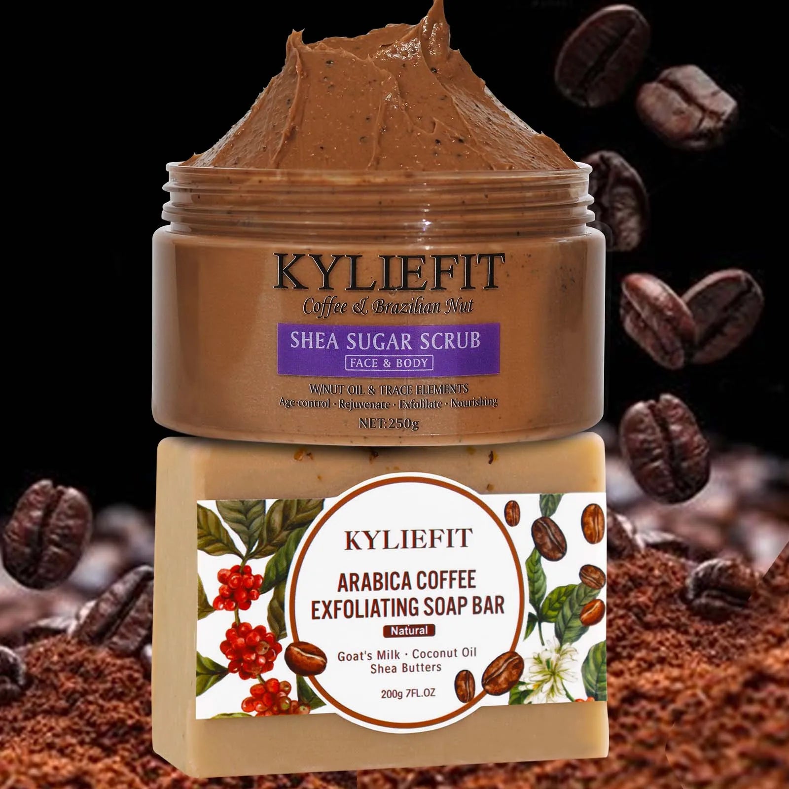 KYLIEFIT Arabica Coffee Exfoliating Soap Bar – Deep Clean & Moisturize