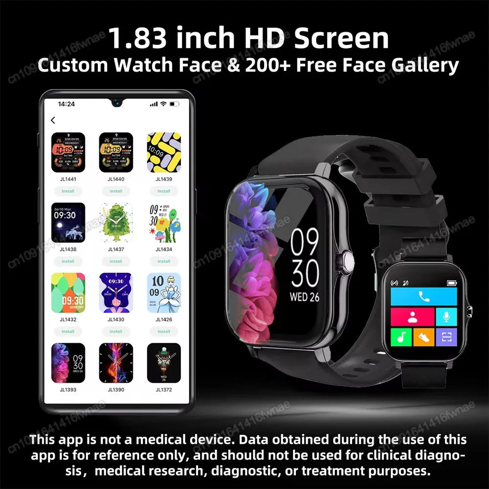 1.83'' Waterproof Smartwatch – Call, Sleep & Fitness Tracker