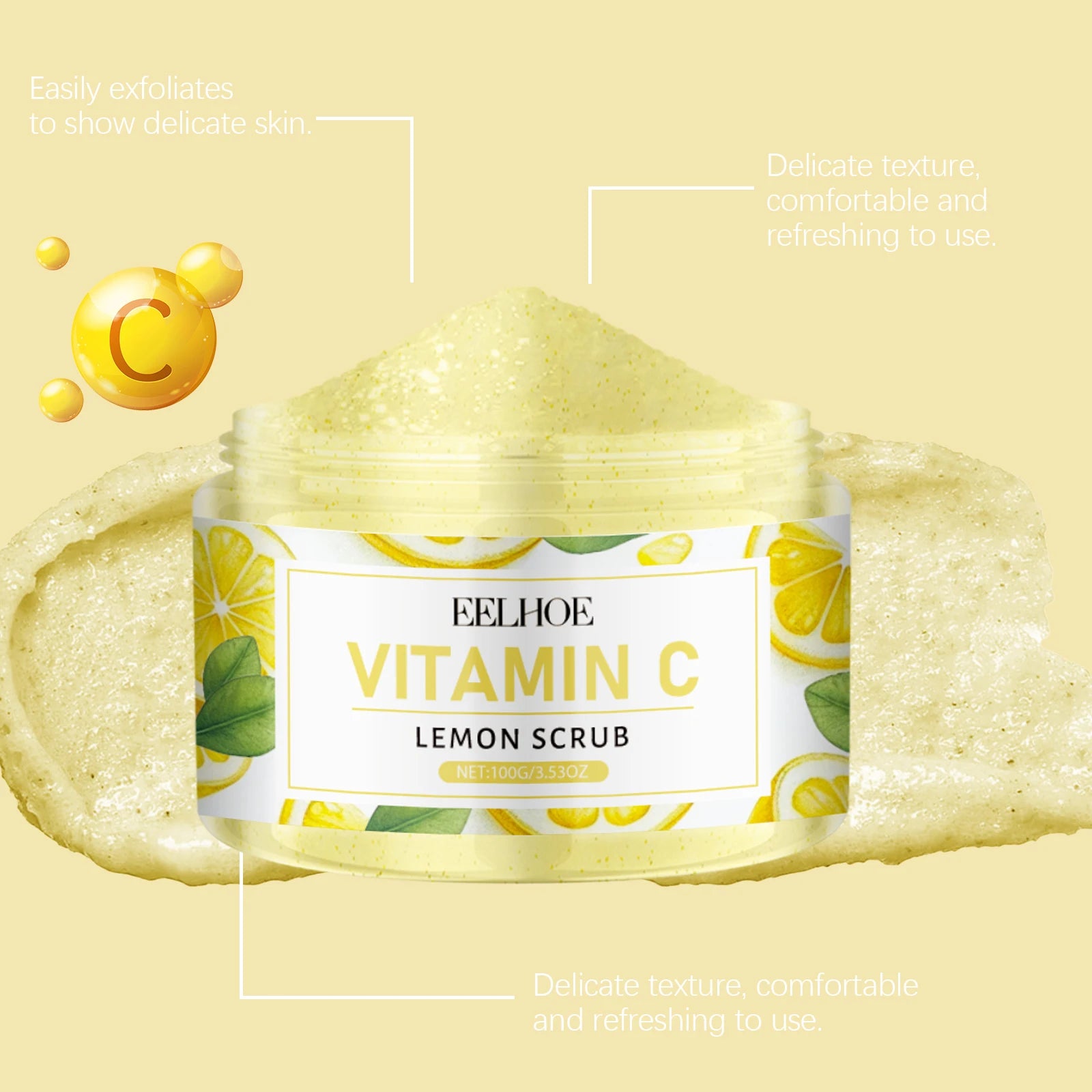 Lemon Exfoliating Sugar Scrub – Moisturizing Body Cleanser