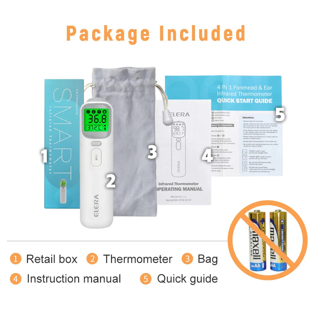 ELERA Infrared Digital Thermometer – Non-Contact Forehead & Ear