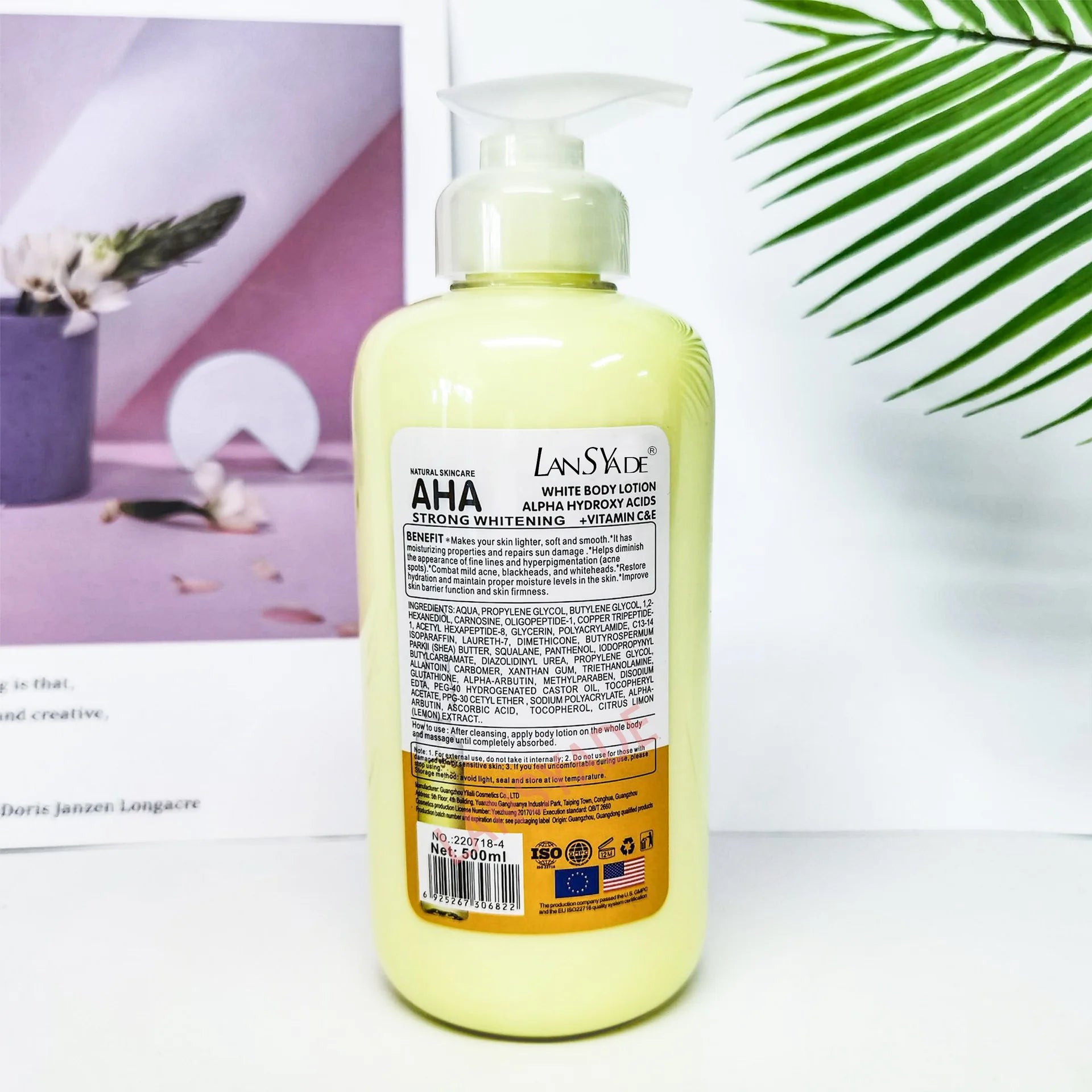 500ml Whitening Body Lotion – AHA + Vitamin C & E Brightening Cream