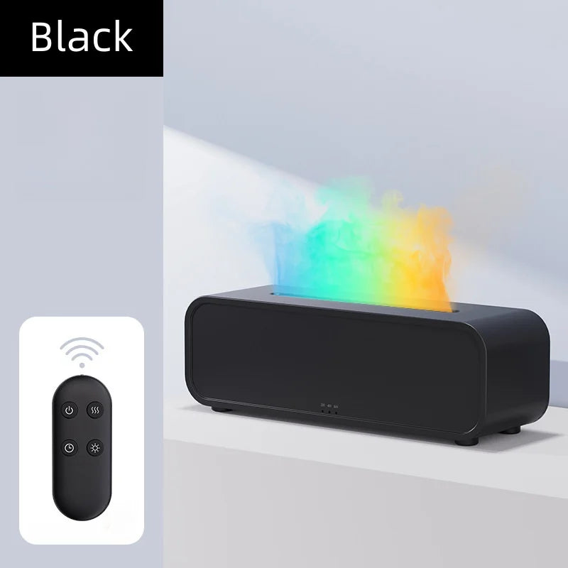 Simulated Flame Aromatherapy Diffuser – Remote Control, 7-Color LED, Timer