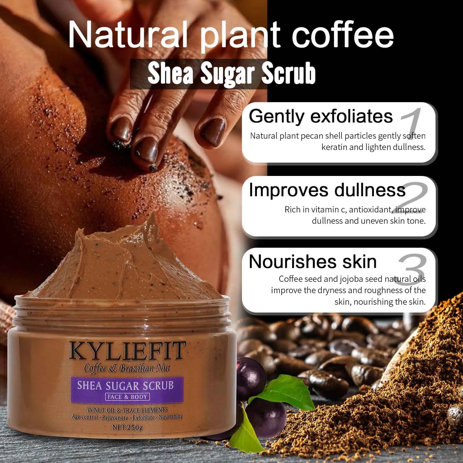KYLIEFIT Arabica Coffee Exfoliating Soap Bar – Deep Clean & Moisturize