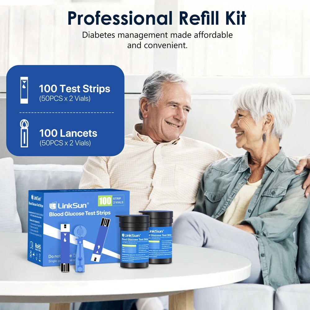 LinkSun G-425-3 Blood Glucose Meter Kit – No Code Test Strips
