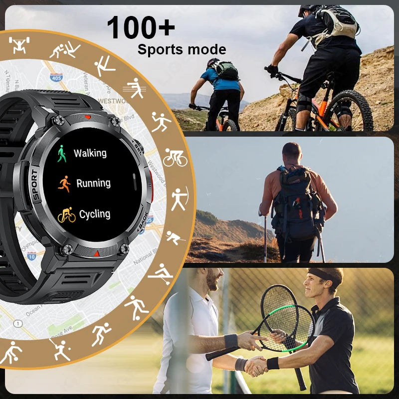 LIGE Flashlight Smartwatch – Outdoor Bluetooth Watch with Health Monitoring