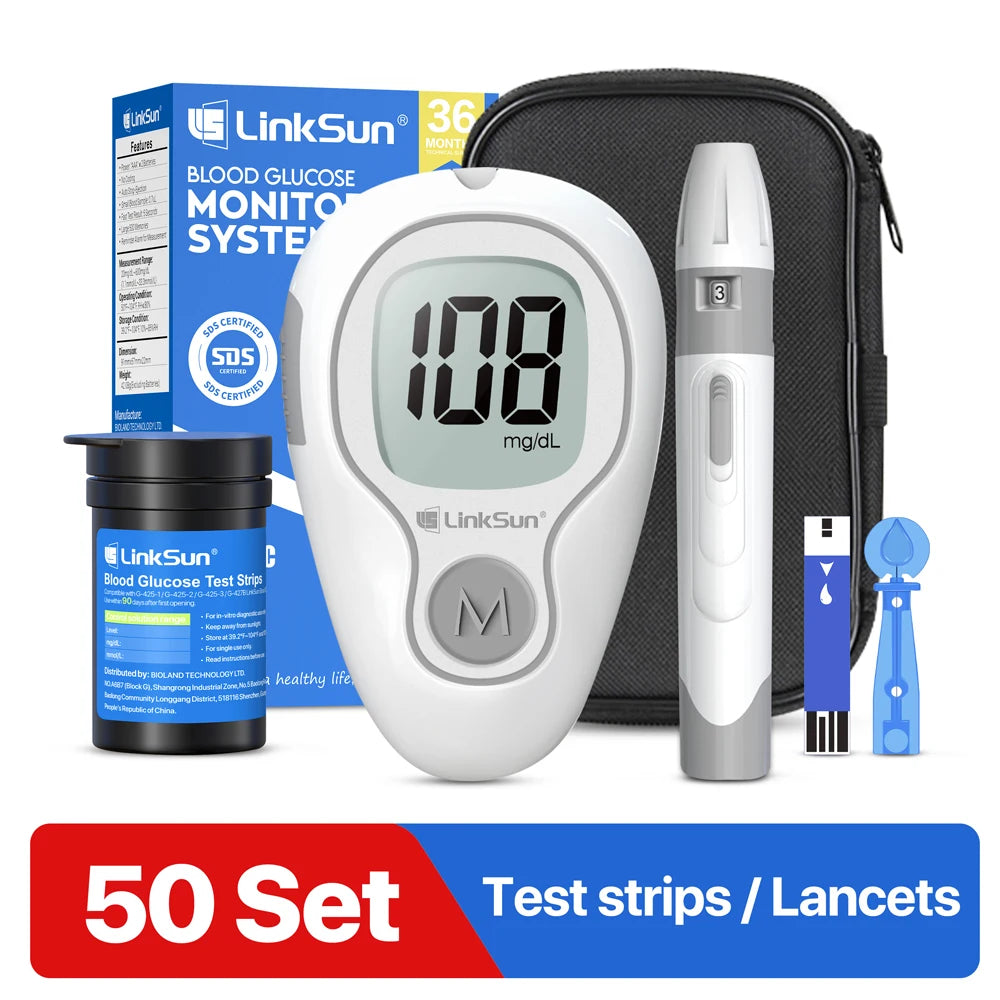 LinkSun G-425-3 Blood Glucose Meter Kit – No Code Test Strips