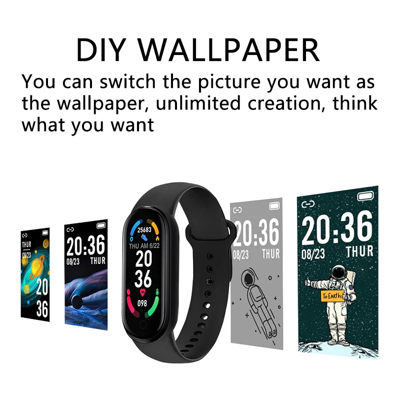 M6 Smartwatch – Fitness Band with Heart Rate & Blood Pressure Monitor