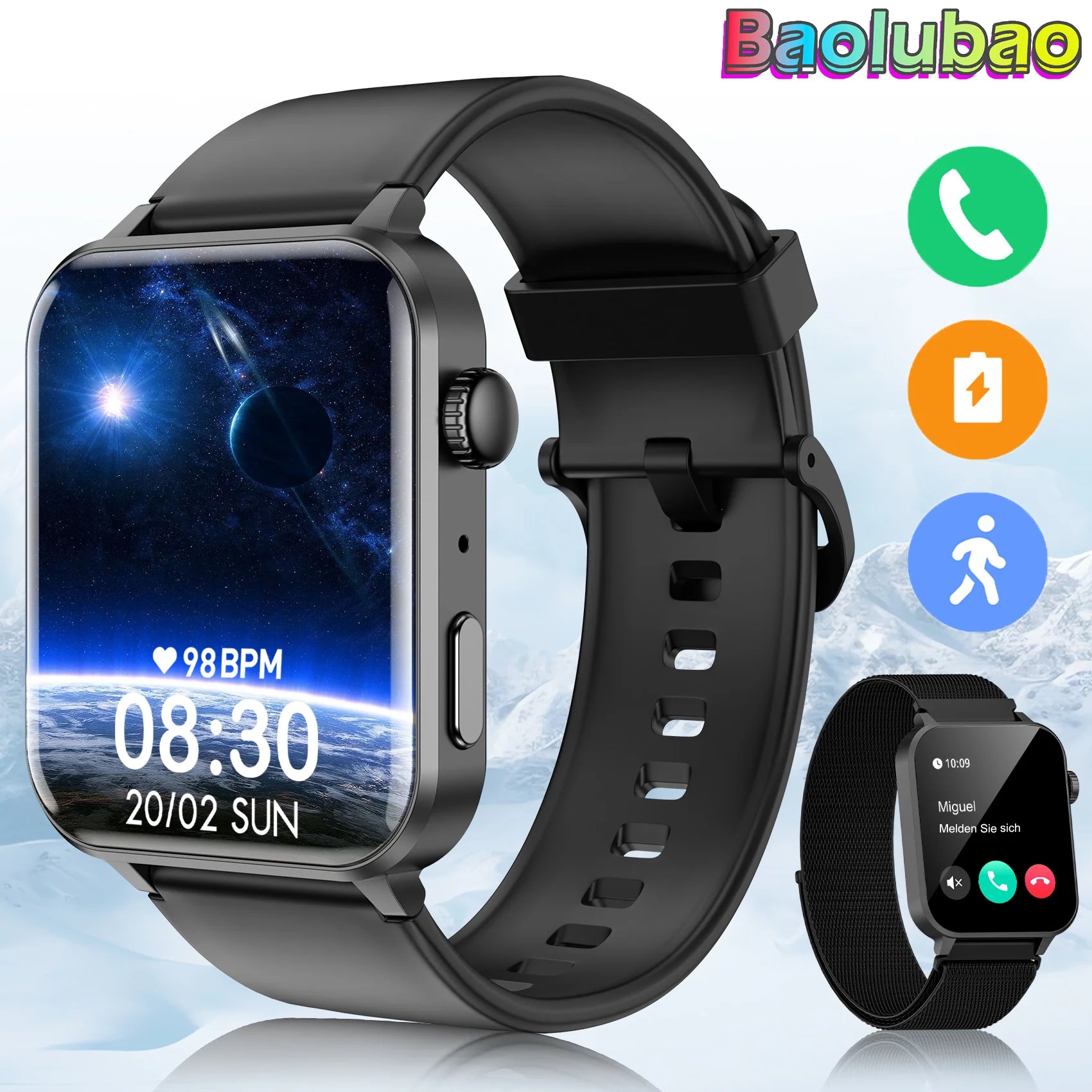 Baolubao 1.85" Smartwatch – Bluetooth Call & Health Monitor for Men