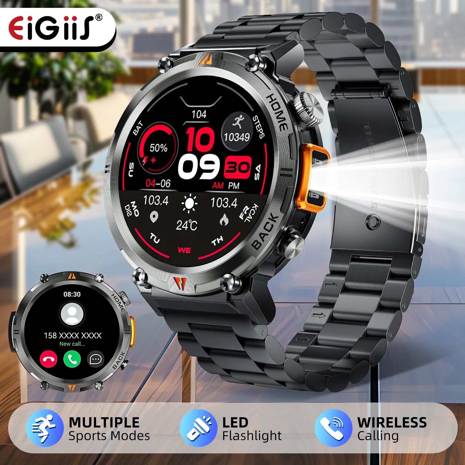 EIGIIS KE3 Smartwatch – Bluetooth Call & Health Monitor (2024 Model)