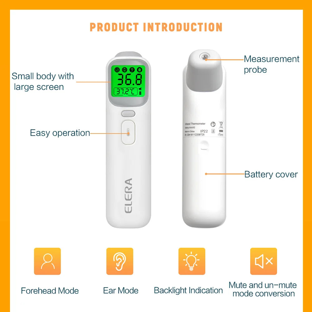 ELERA Infrared Digital Thermometer – Non-Contact Forehead & Ear