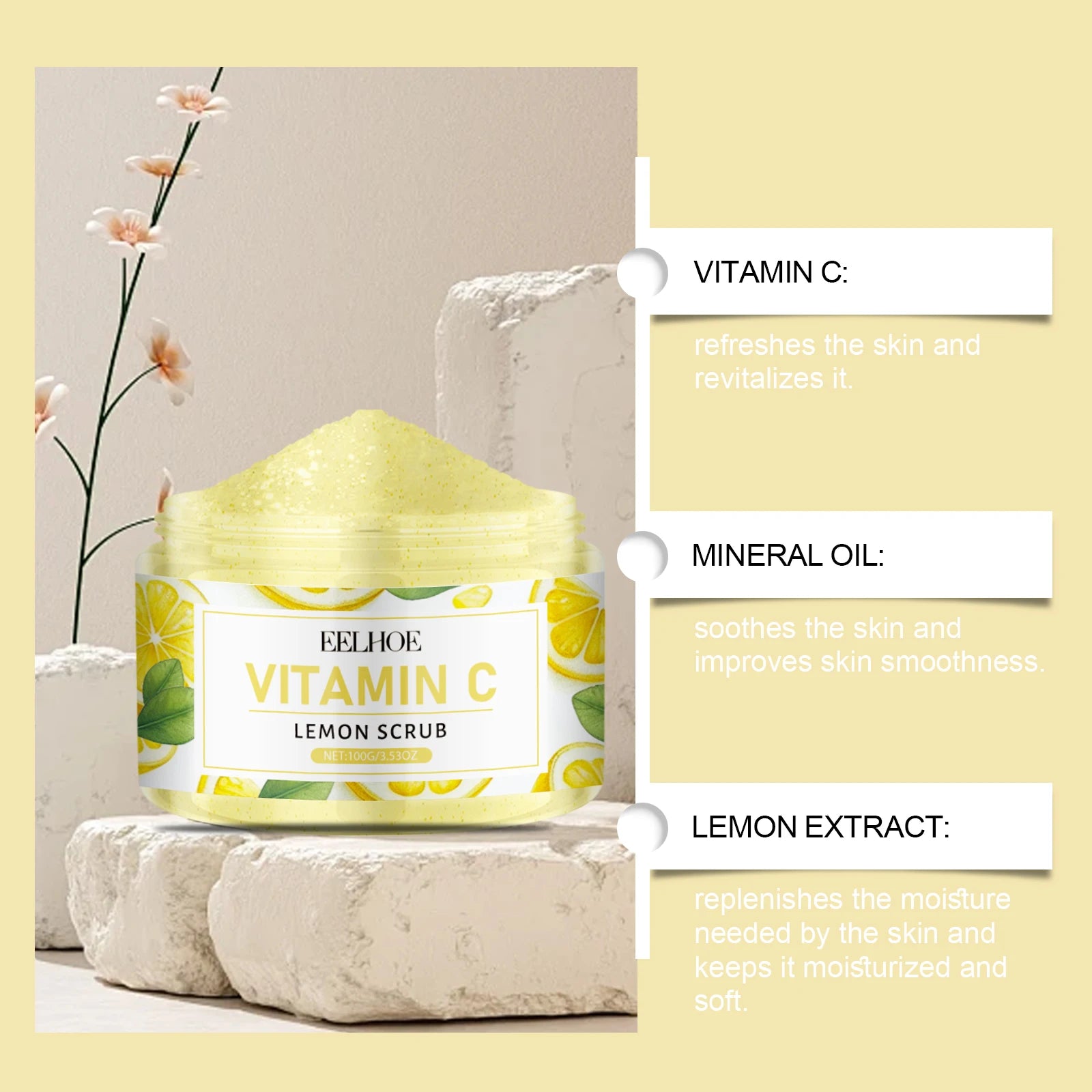 Lemon Exfoliating Sugar Scrub – Moisturizing Body Cleanser