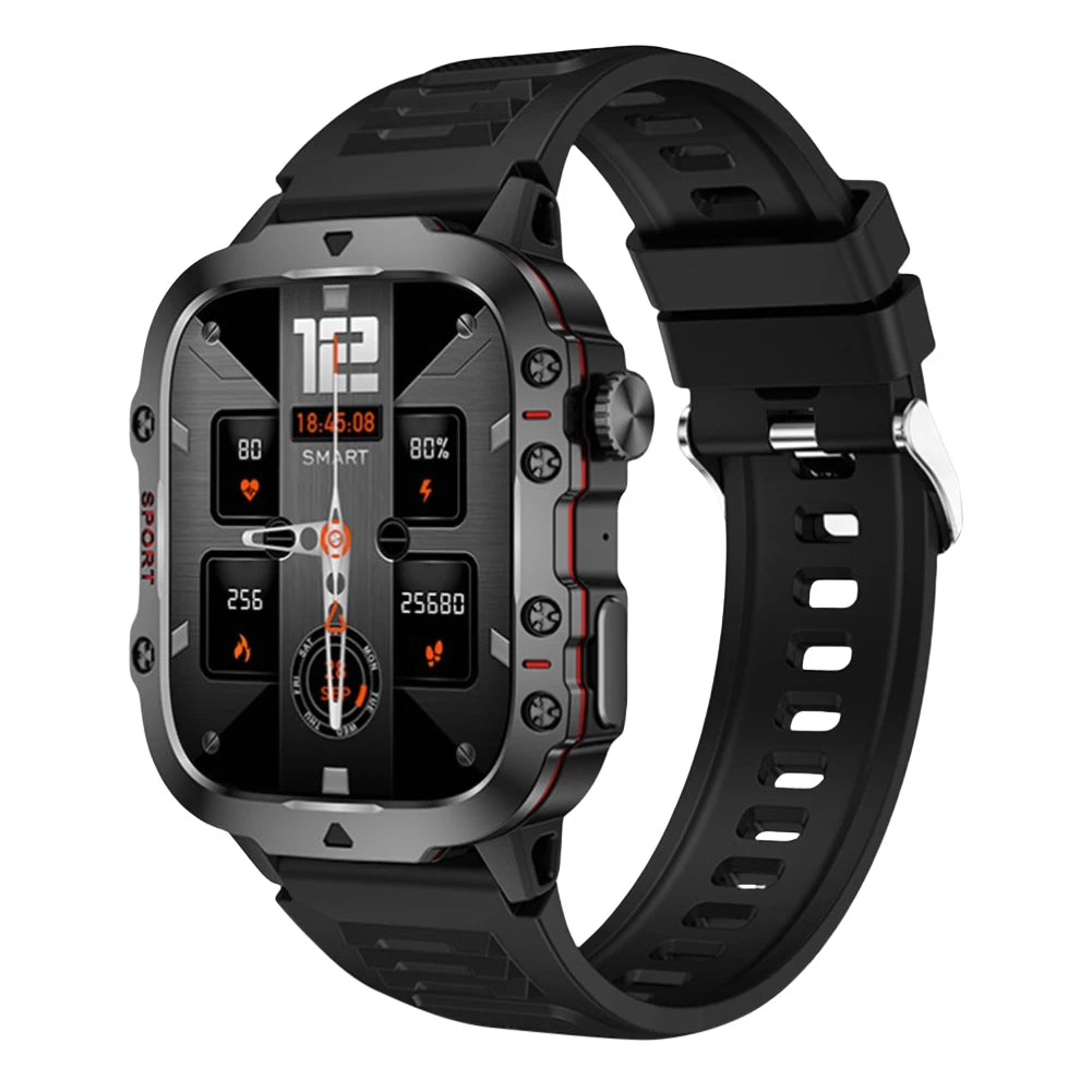 1.96" Men's Outdoor Smartwatch – AI Voice, Health Monitor, 3ATM Waterproof