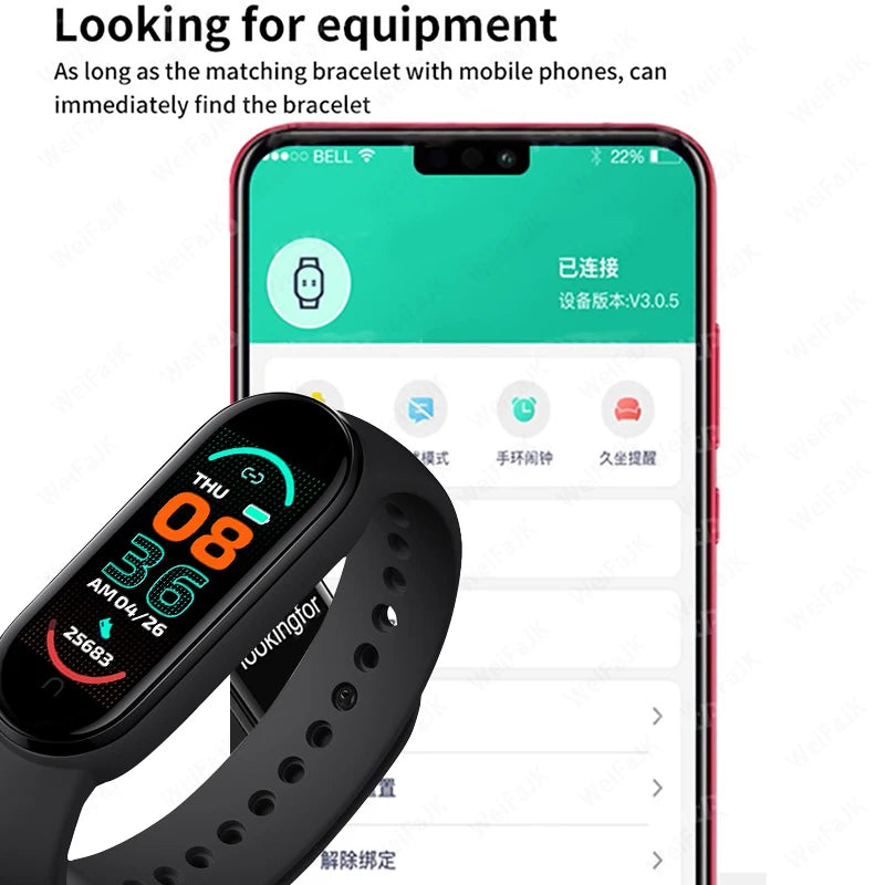 M6 Smartwatch – Fitness Band with Heart Rate & Blood Pressure Monitor