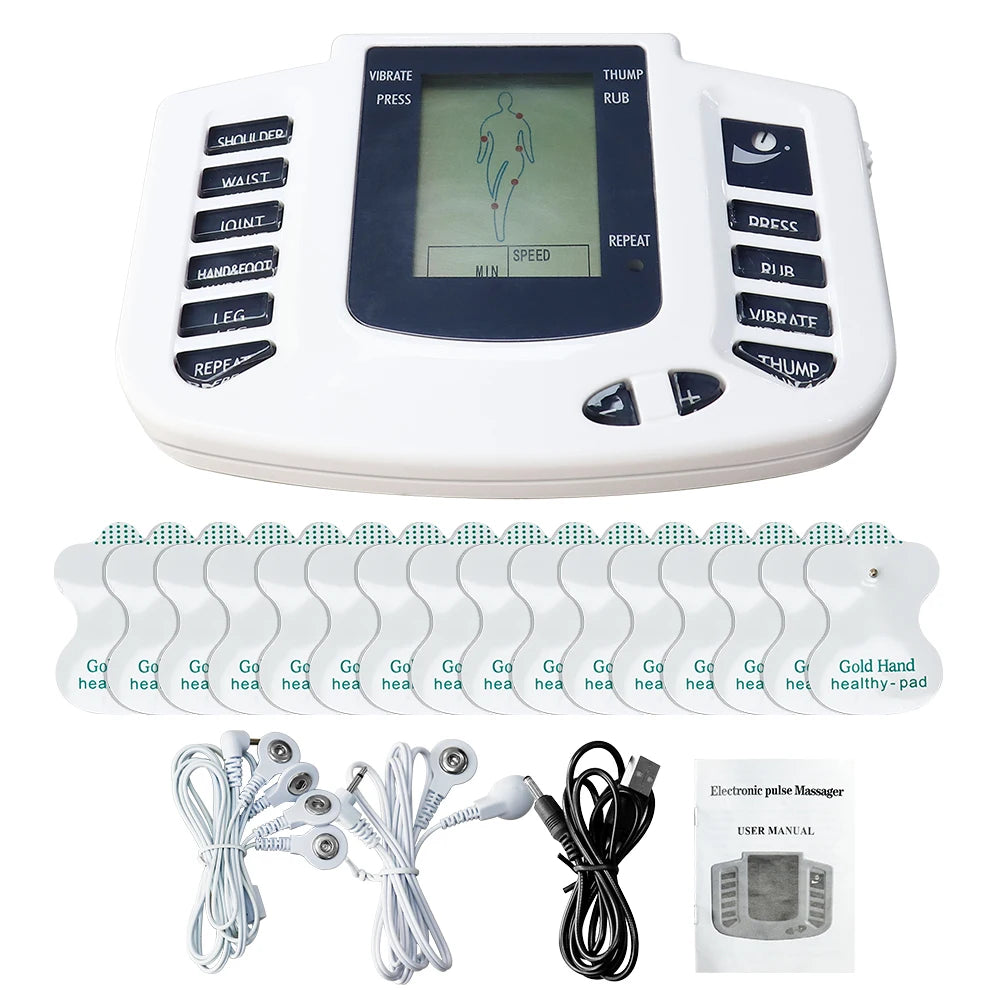 EMS TENS Muscle Stimulator – 16 Pads, 10-Level Pulse Therapy Machine
