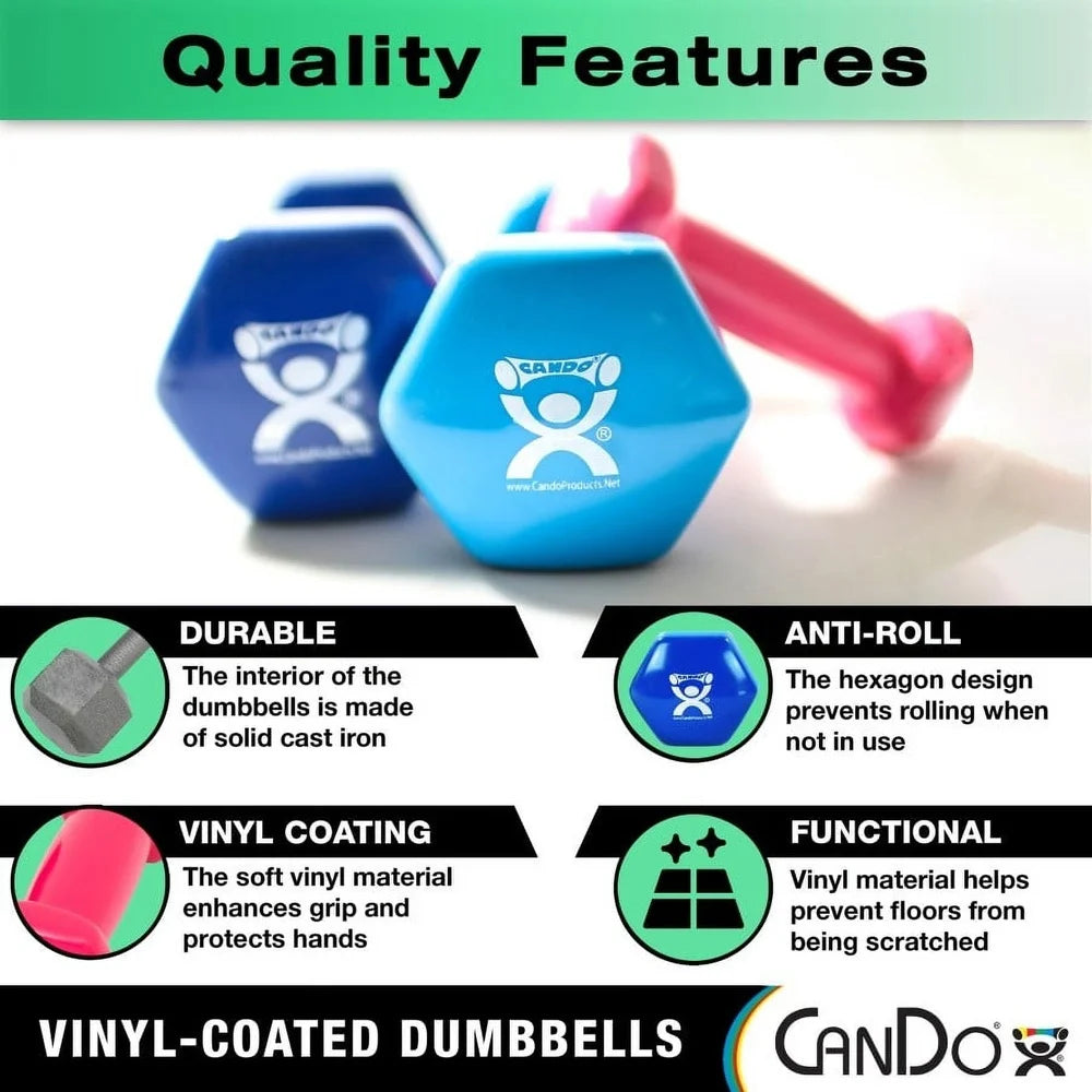 3 lb Vinyl Coated Dumbbell – Anti-Roll Fitness & Therapy Weight