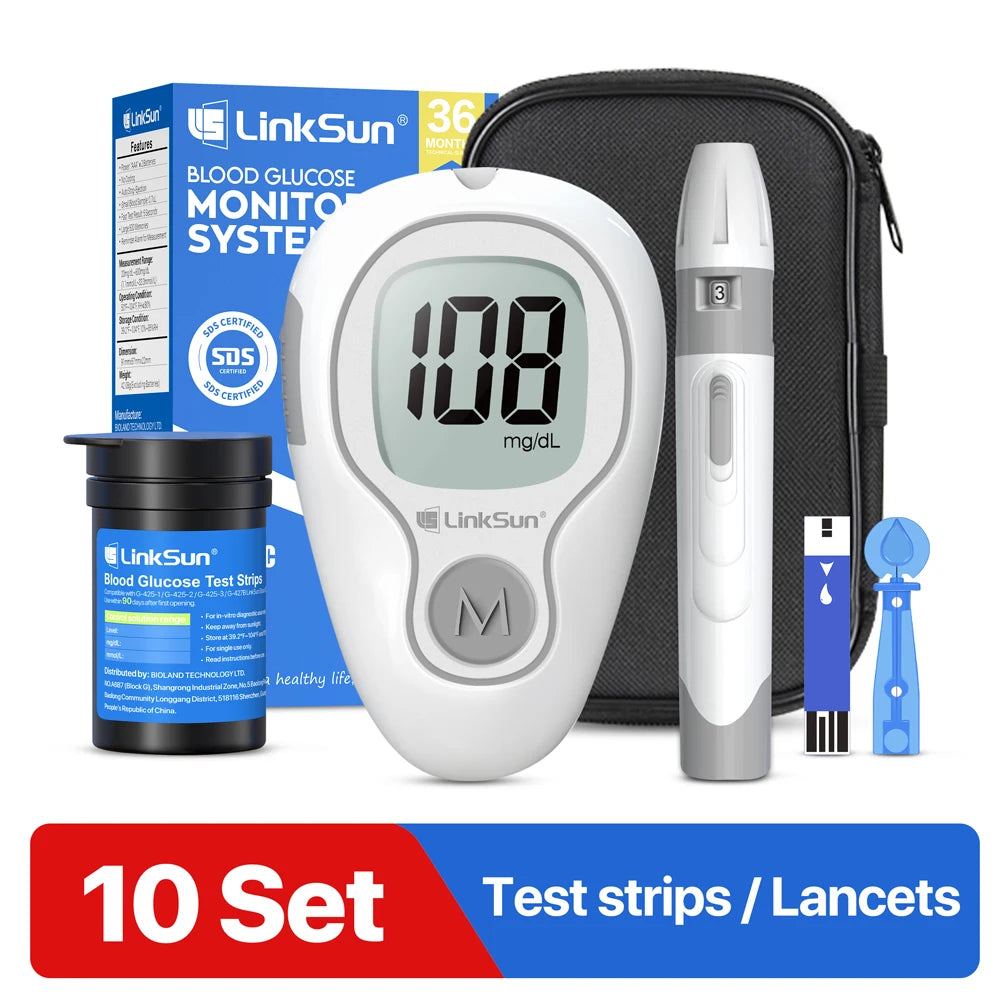 LinkSun G-425-3 Blood Glucose Meter Kit – No Code Test Strips