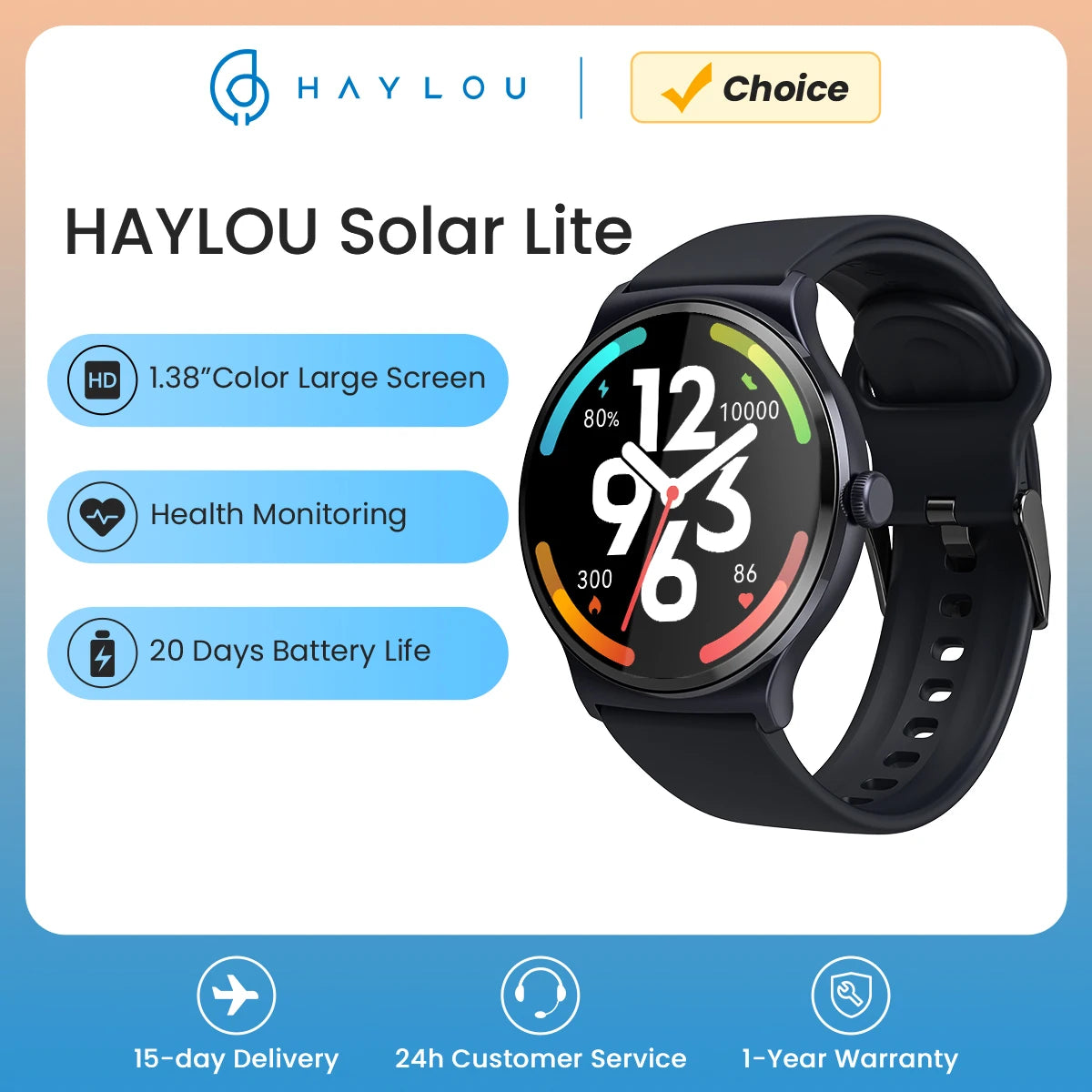 HAYLOU Solar Lite Smartwatch – Bluetooth Calling & Health Tracker