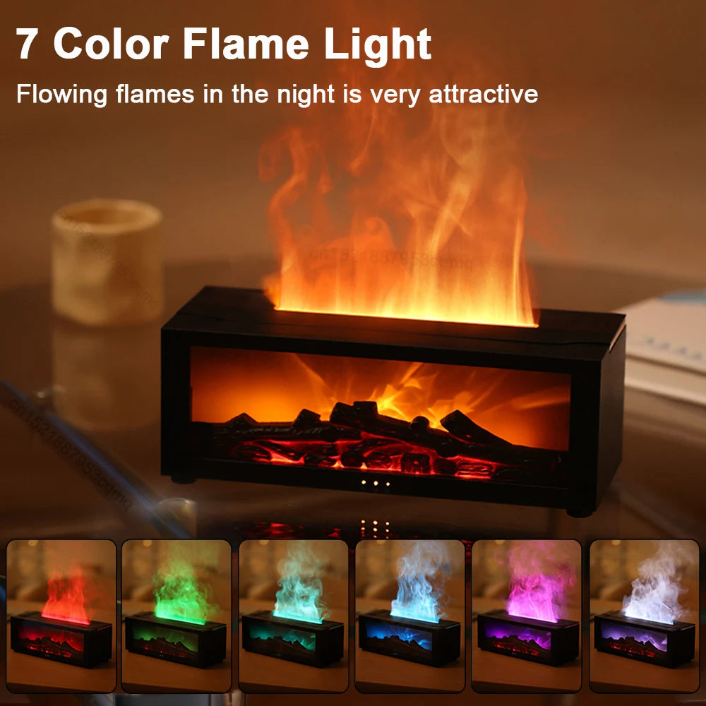 Flame Effect Aroma Humidifier – LED Light & Remote Control Diffuser
