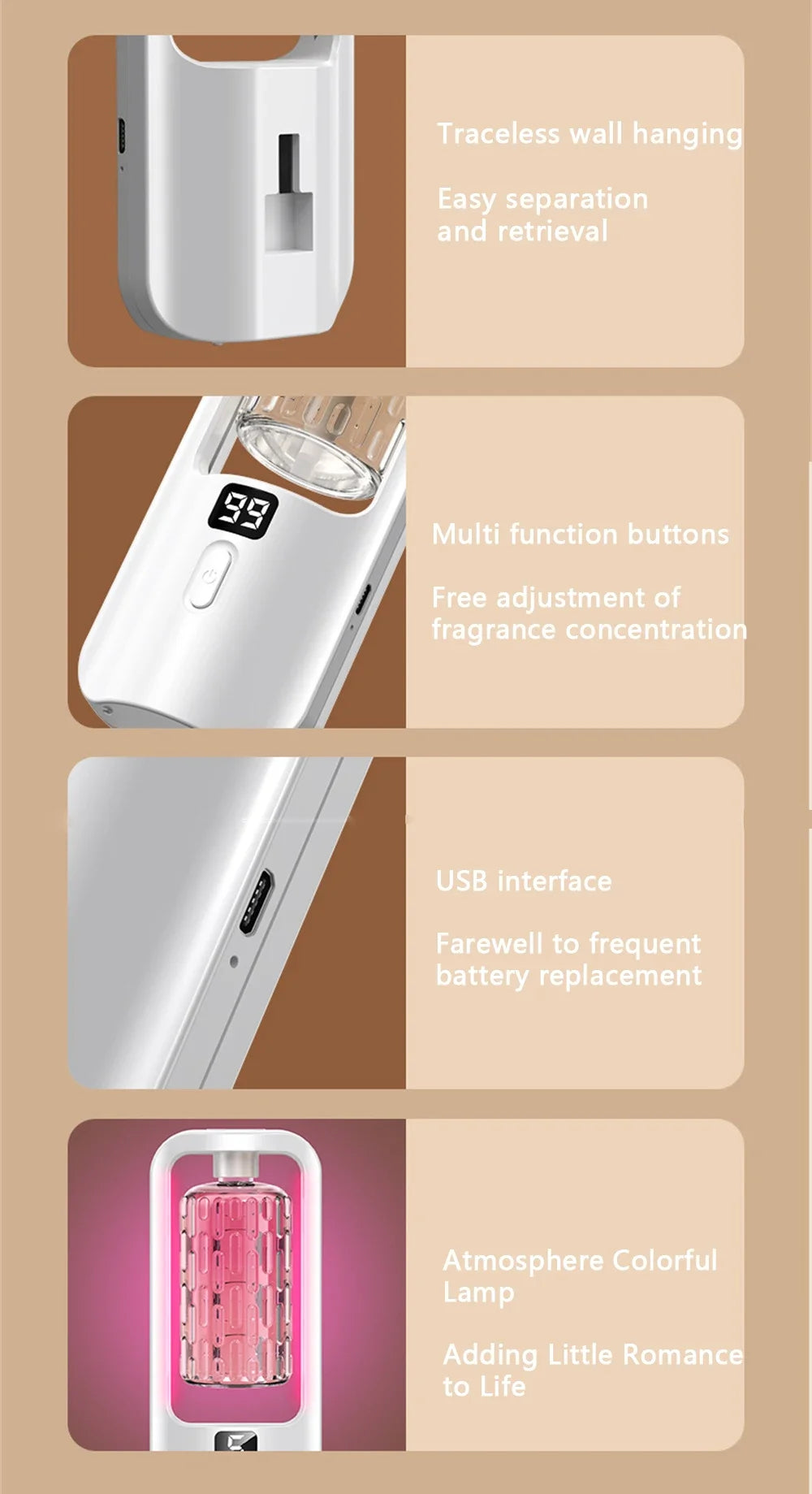 5-Gear Wall-Mounted Aroma Diffuser – Essential Oil Humidifier & Air Freshener