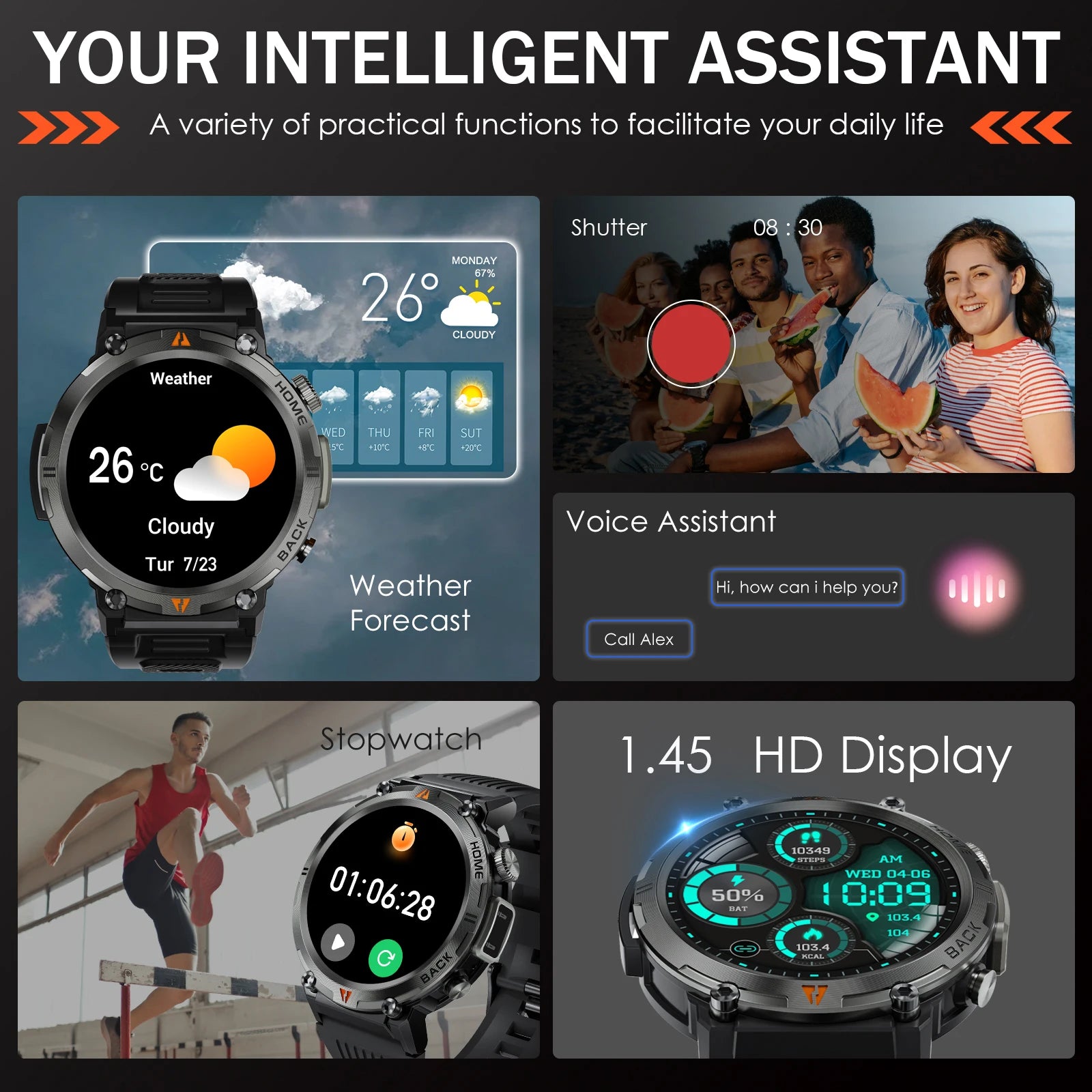 EIGIIS KE3 Smartwatch – Bluetooth Call & Health Monitor (2024 Model)