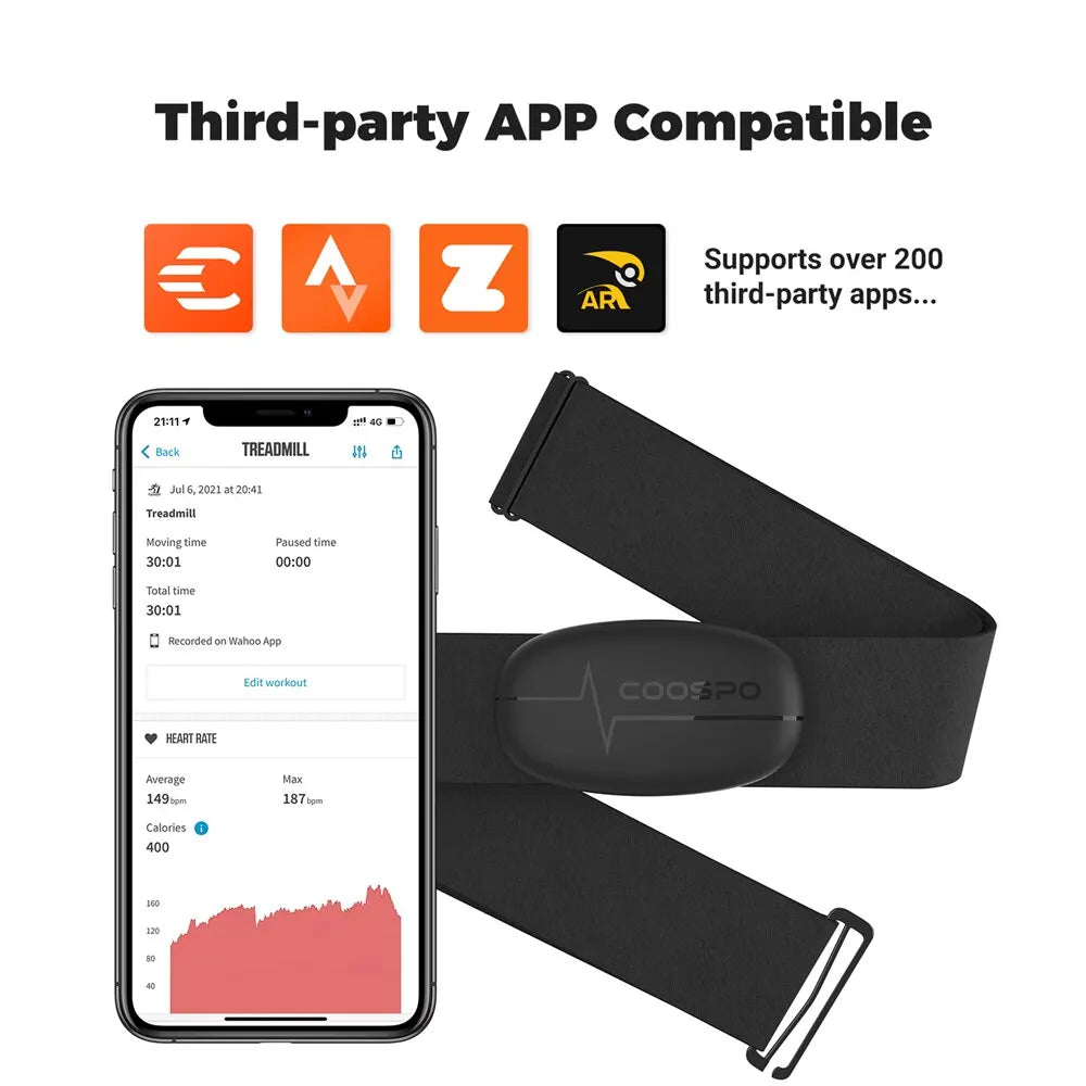 COOSPO H6/H9Z Bluetooth Heart Rate Monitor Strap – Waterproof HRM Sensor